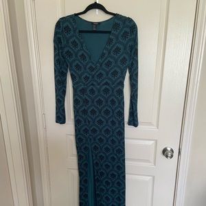 Long Black and Teal Night Out Dress